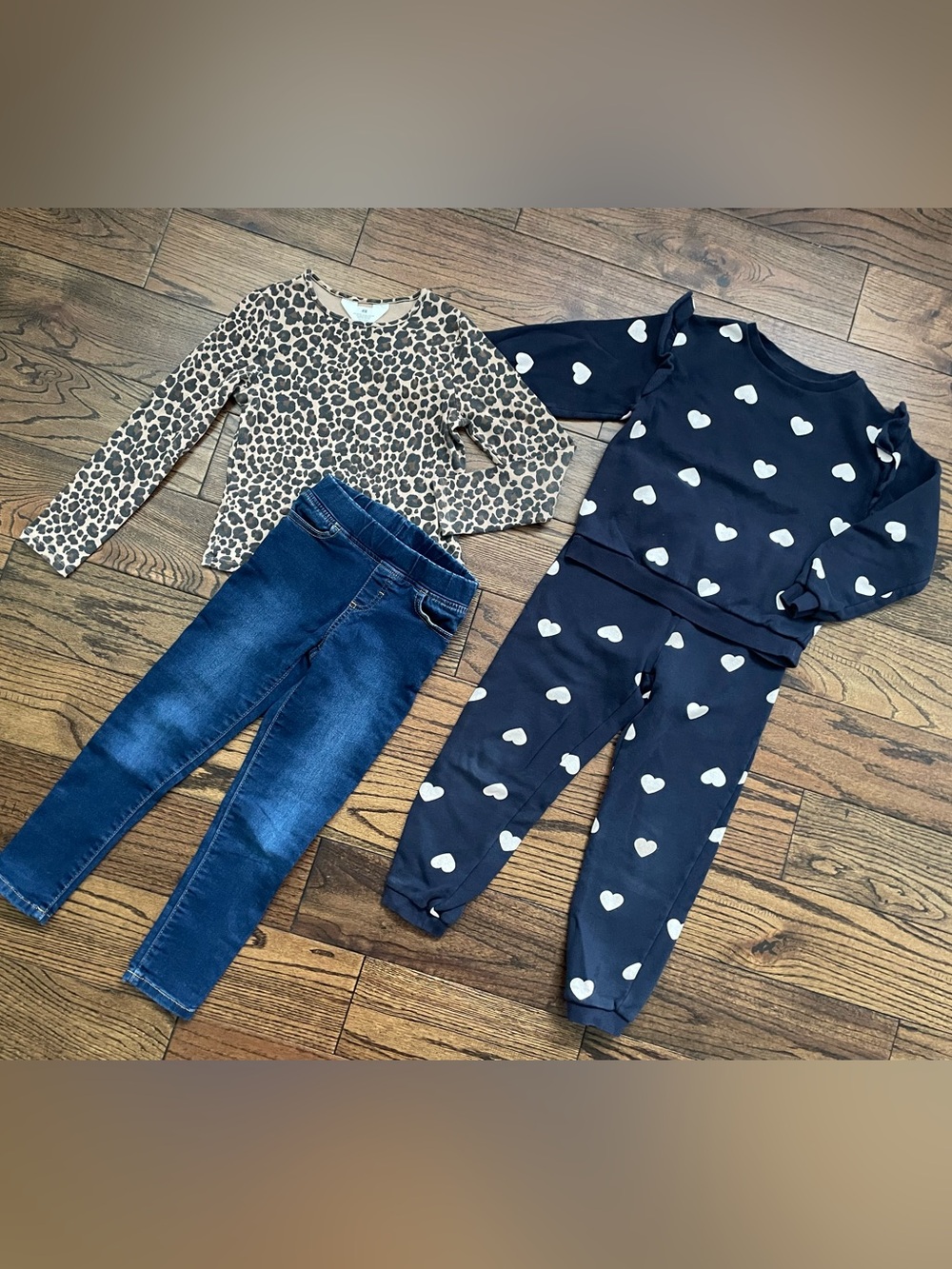 Kids Navy Heart Print Sweatshirt & Joggers Set - Navy